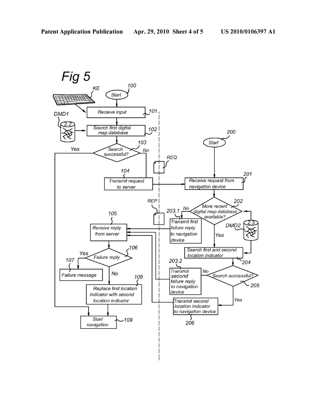 METHOD, NAVIGATION DEVICE, AND SERVER FOR DETERMINING A LOCATION IN A DIGITAL MAP DATABASE - diagram, schematic, and image 05