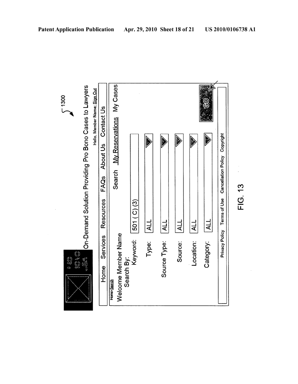 SYSTEM AND METHOD FOR PROVIDING REPRESENTATION FOR PRO BONO OPPORTUNITIES - diagram, schematic, and image 19