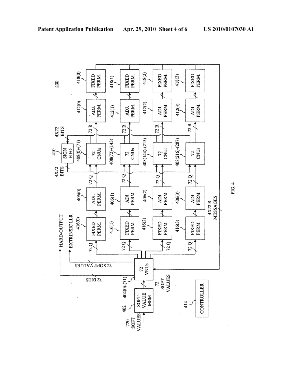 LDPC DECODERS USING FIXED AND ADJUSTABLE PERMUTATORS - diagram, schematic, and image 05