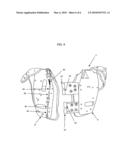 Protective shoulder pads with release mechanisms diagram and image