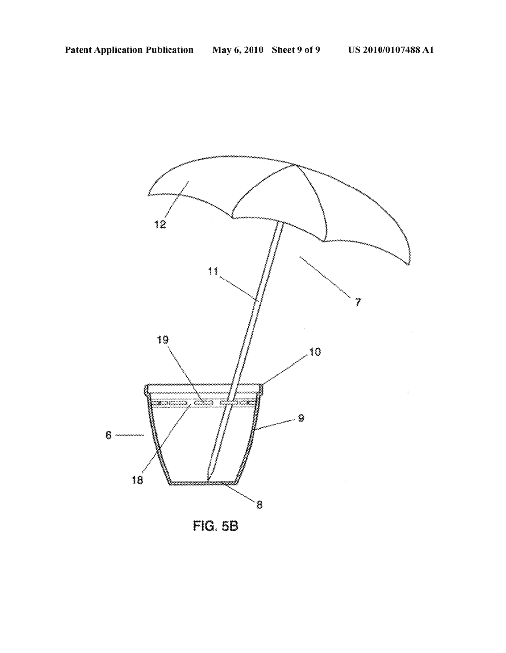 Flower Pot Supporting Umbrella Means Apparatus - diagram, schematic, and image 10