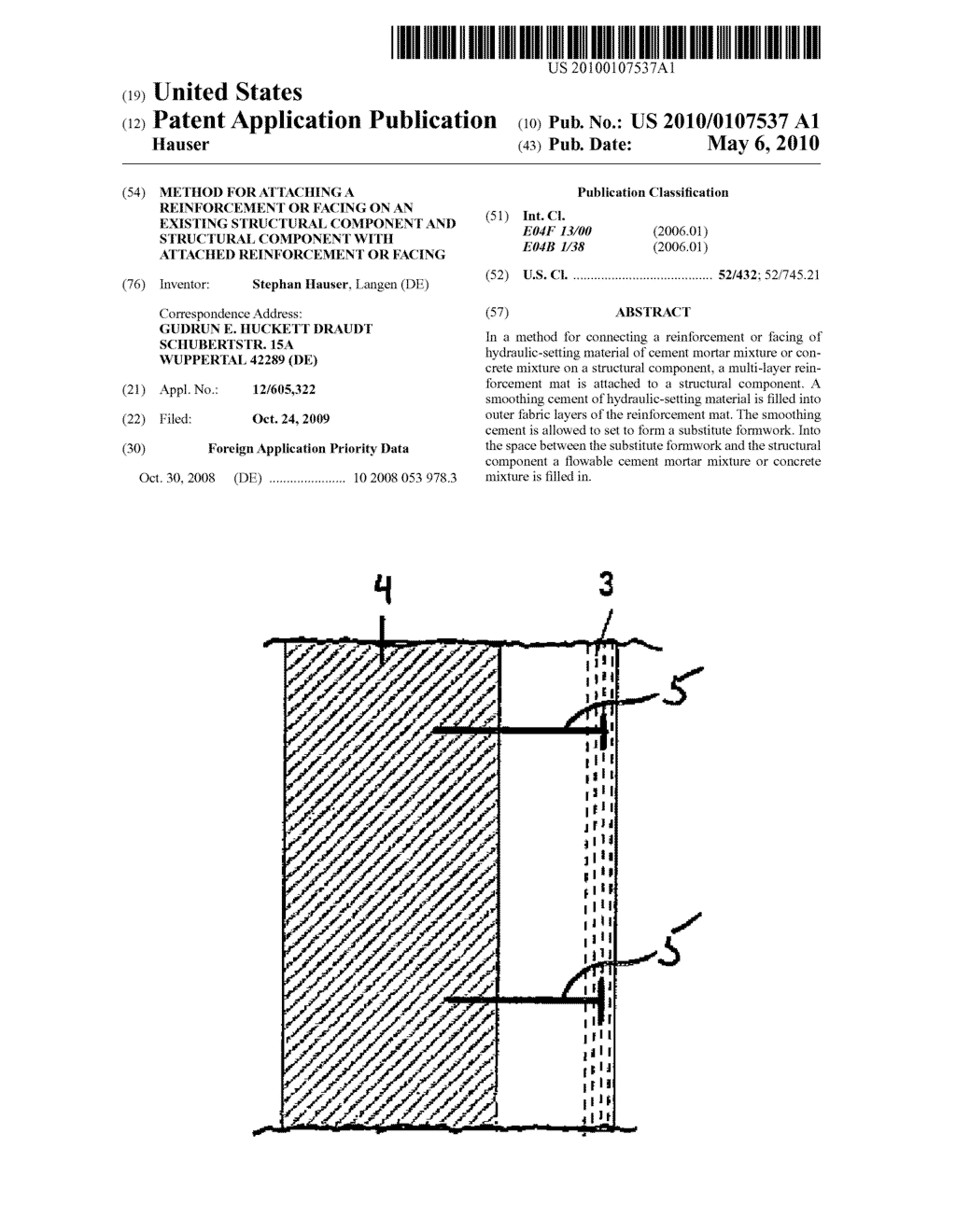 Method for Attaching a Reinforcement or Facing on an Existing Structural Component and Structural Component with Attached Reinforcement or Facing - diagram, schematic, and image 01