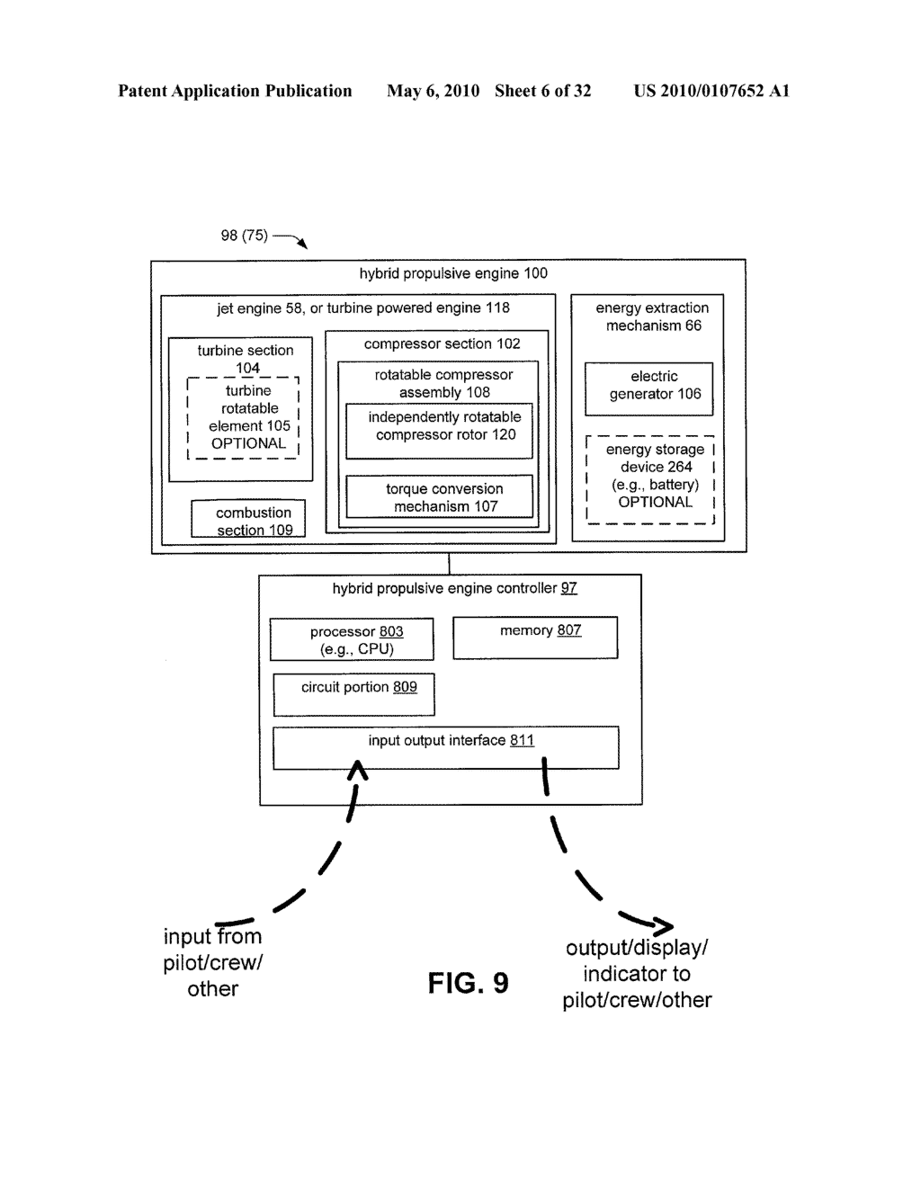 Hybrid propulsive engine including at least one independently rotatable compressor rotor - diagram, schematic, and image 07