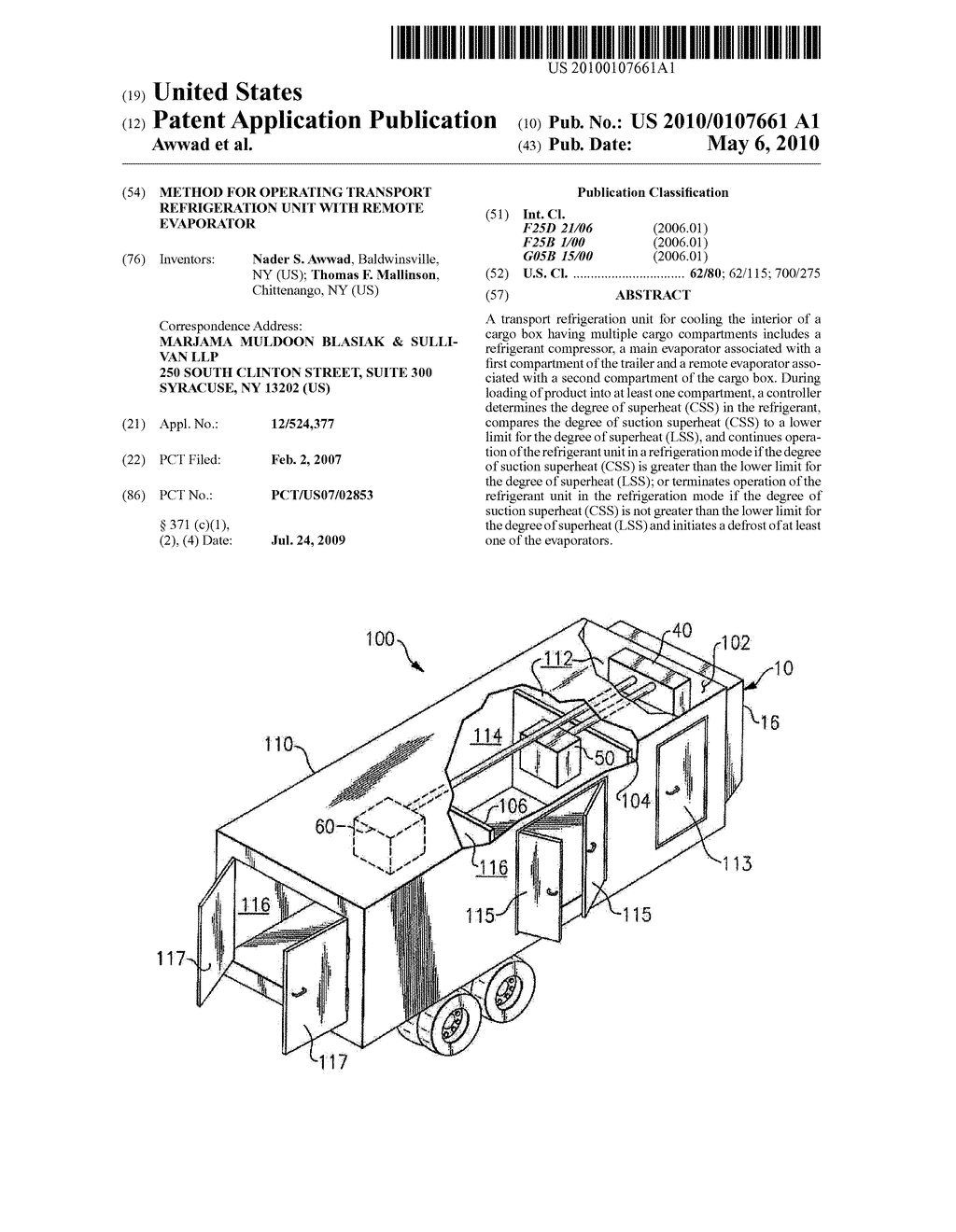 METHOD FOR OPERATING TRANSPORT REFRIGERATION UNIT WITH REMOTE EVAPORATOR - diagram, schematic, and image 01