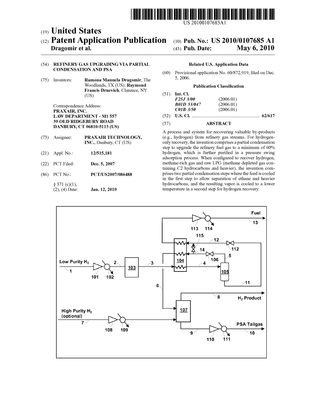 REFINERY GAS UPGRADING VIA PARTIAL CONDENSATION AND PSA - diagram, schematic, and image 01