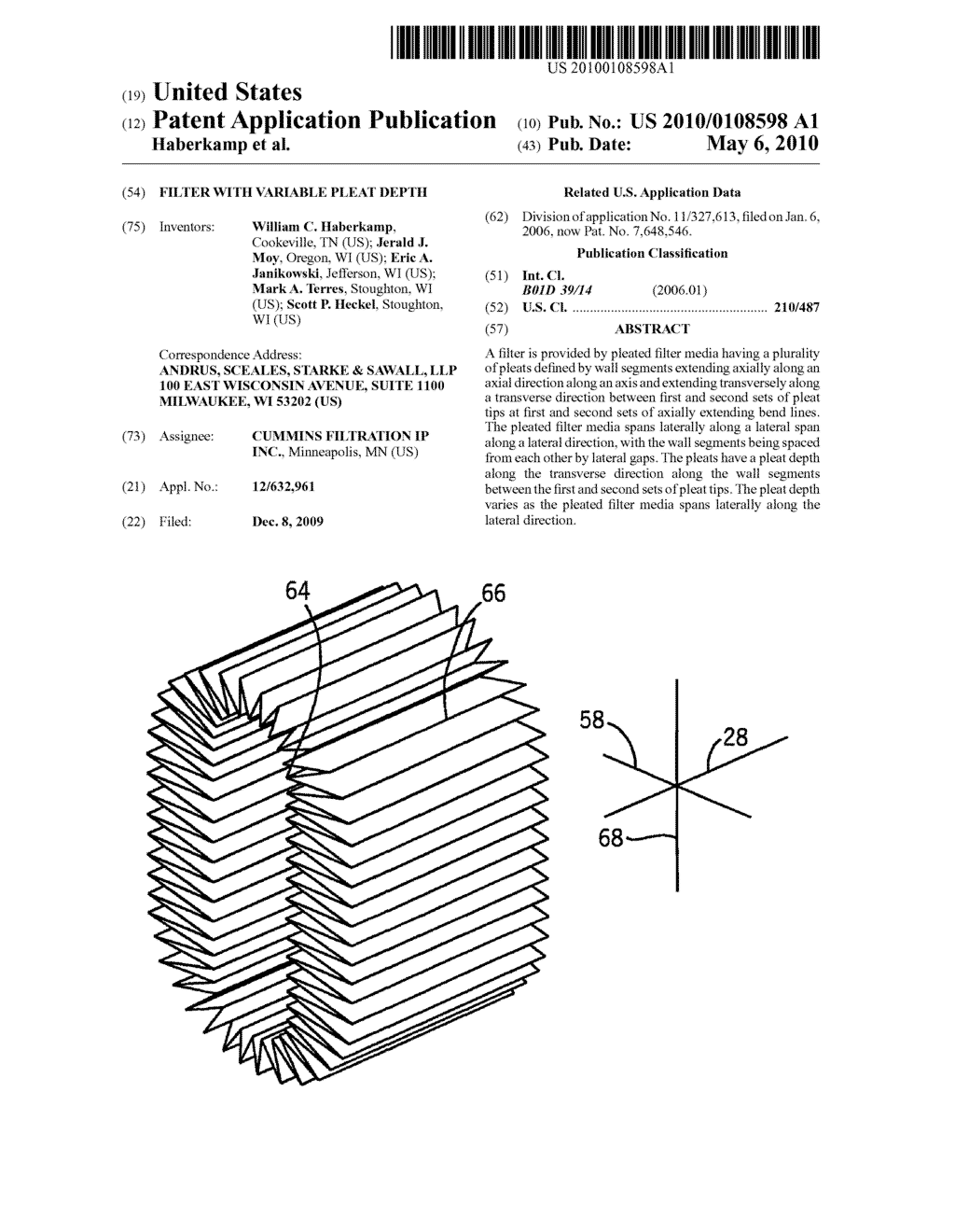 Filter with Variable Pleat Depth - diagram, schematic, and image 01