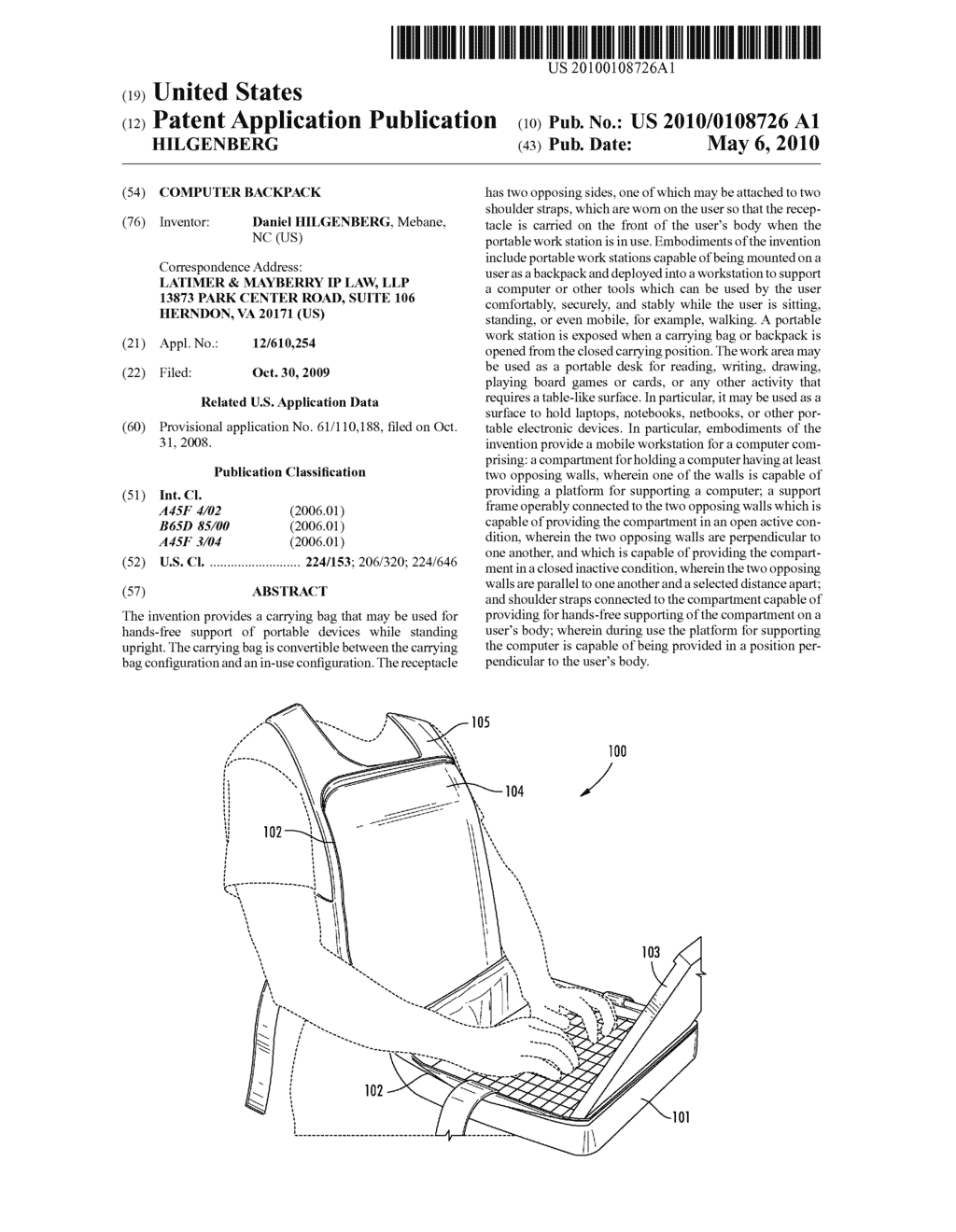 Computer Backpack - diagram, schematic, and image 01