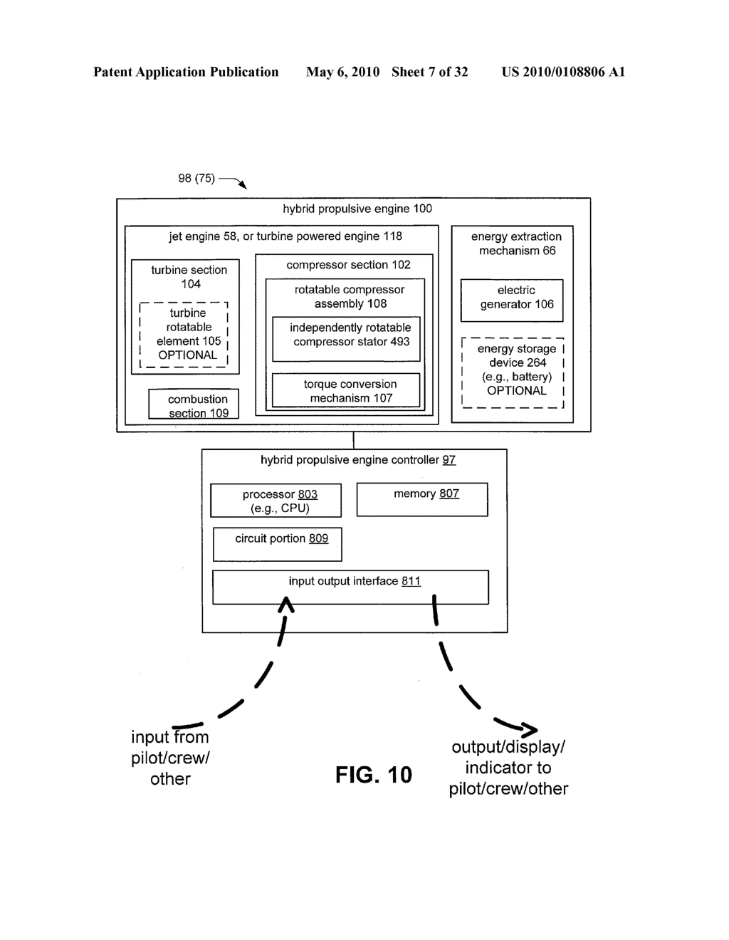 Hybrid propulsive engine including at least one independently rotatable propeller/fan - diagram, schematic, and image 08