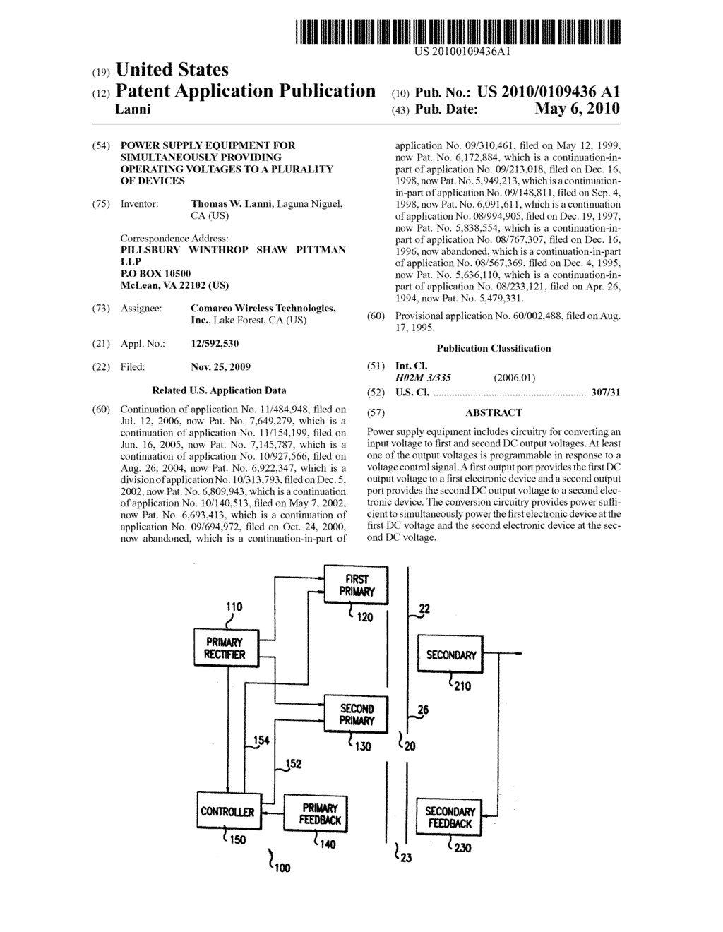 Power supply equipment for simultaneously providing operating voltages to a plurality of devices - diagram, schematic, and image 01