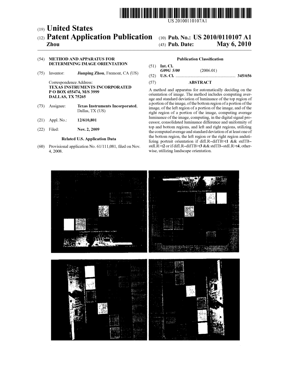 METHOD AND APPARATUS FOR DETERMINING IMAGE ORIENTATION - diagram, schematic, and image 01