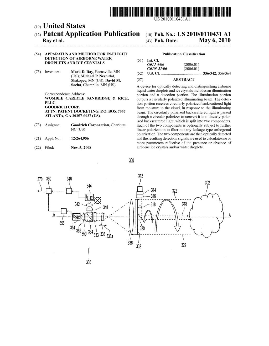 APPARATUS AND METHOD FOR IN-FLIGHT DETECTION OF AIRBORNE WATER DROPLETS AND ICE CRYSTALS - diagram, schematic, and image 01