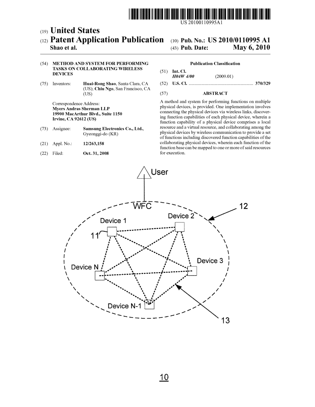 METHOD AND SYSTEM FOR PERFORMING TASKS ON COLLABORATING WIRELESS DEVICES - diagram, schematic, and image 01