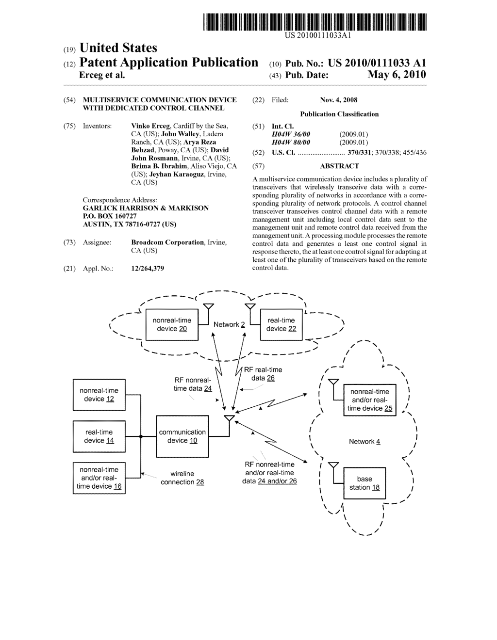 MULTISERVICE COMMUNICATION DEVICE WITH DEDICATED CONTROL CHANNEL - diagram, schematic, and image 01