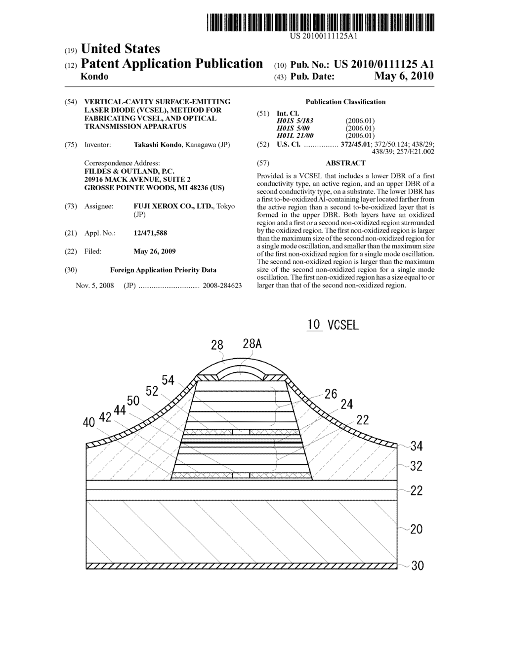 VERTICAL-CAVITY SURFACE-EMITTING LASER DIODE (VCSEL), METHOD FOR FABRICATING VCSEL, AND OPTICAL TRANSMISSION APPARATUS - diagram, schematic, and image 01