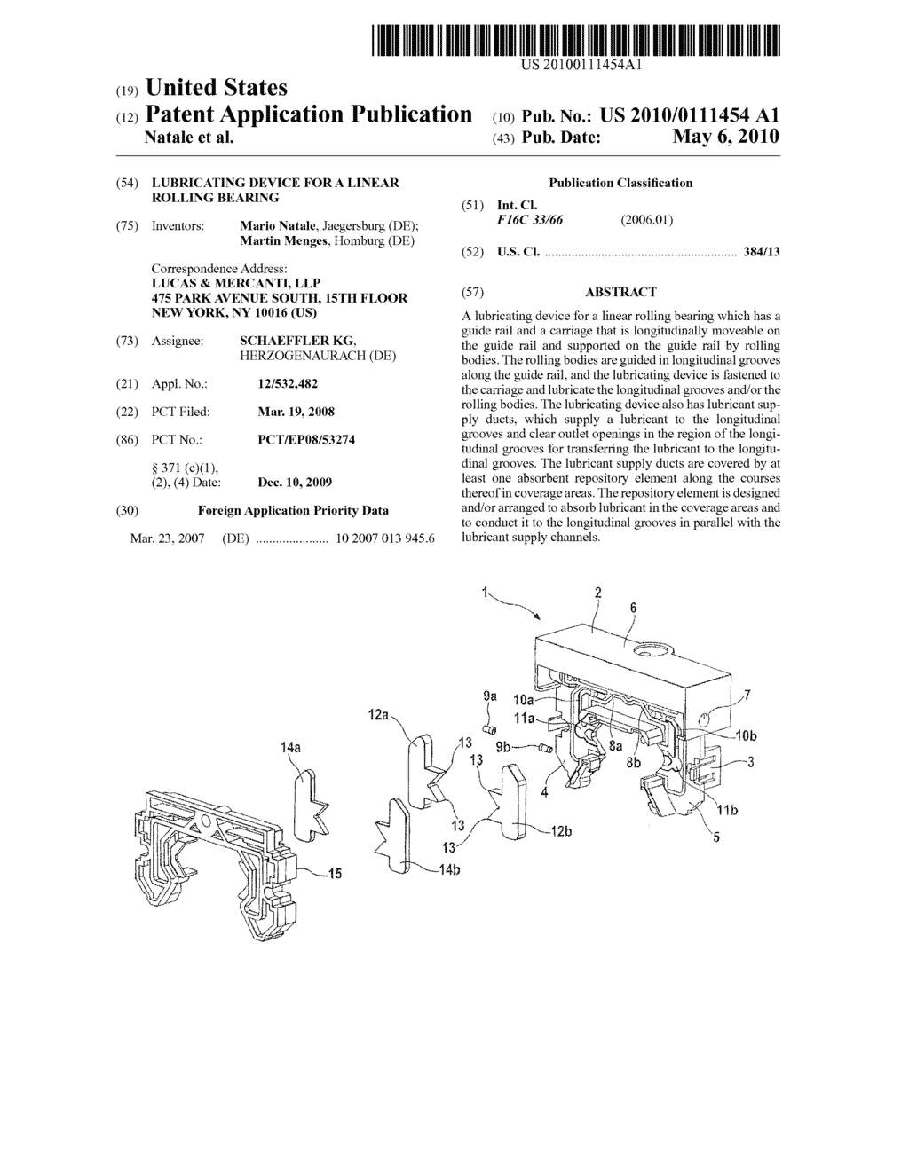 LUBRICATING DEVICE FOR A LINEAR ROLLING BEARING - diagram, schematic, and image 01