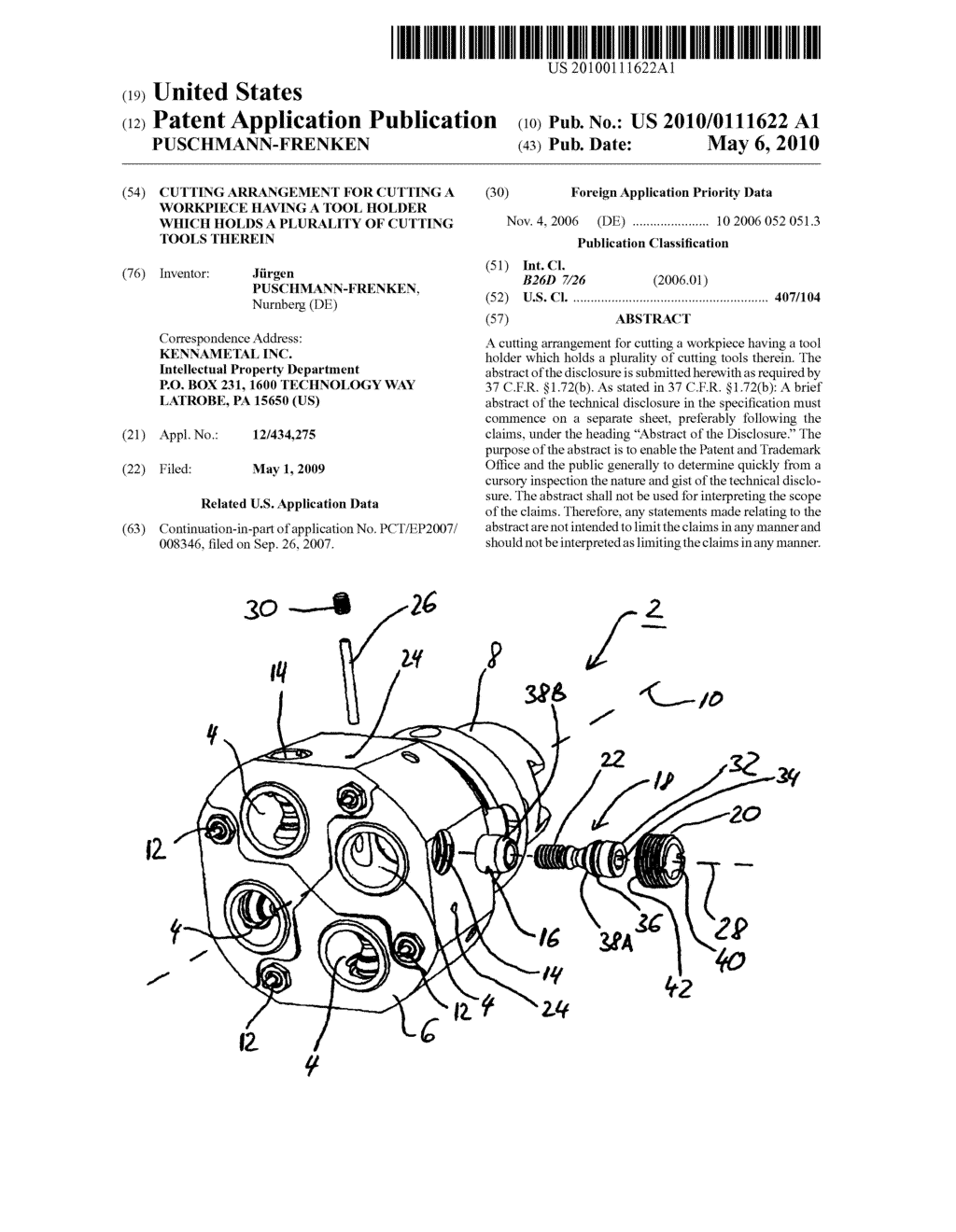 CUTTING ARRANGEMENT FOR CUTTING A WORKPIECE HAVING A TOOL HOLDER WHICH HOLDS A PLURALITY OF CUTTING TOOLS THEREIN - diagram, schematic, and image 01