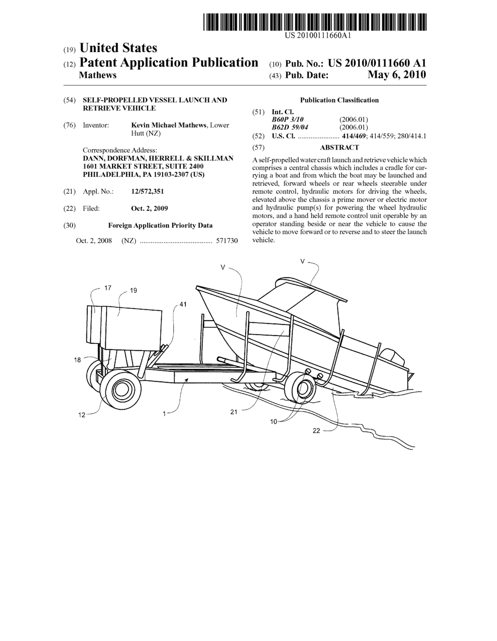 Self-Propelled Vessel Launch and Retrieve Vehicle - diagram, schematic, and image 01
