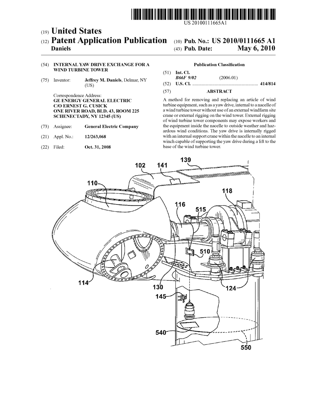 INTERNAL YAW DRIVE EXCHANGE FOR A WIND TURBINE TOWER - diagram, schematic, and image 01