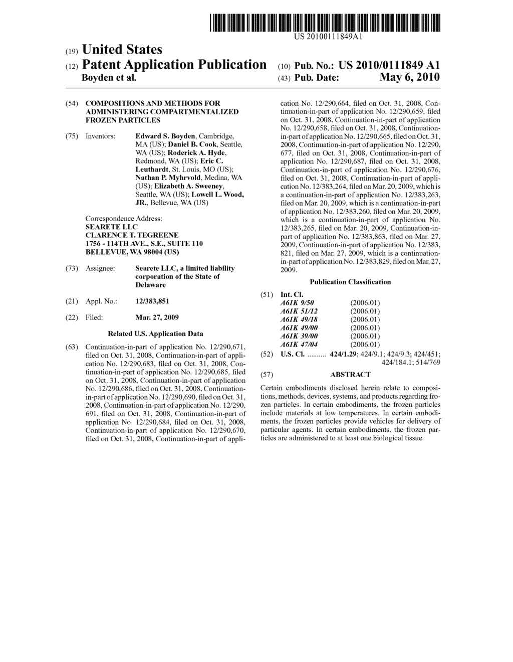 Compositions and methods for administering compartmentalized frozen particles - diagram, schematic, and image 01