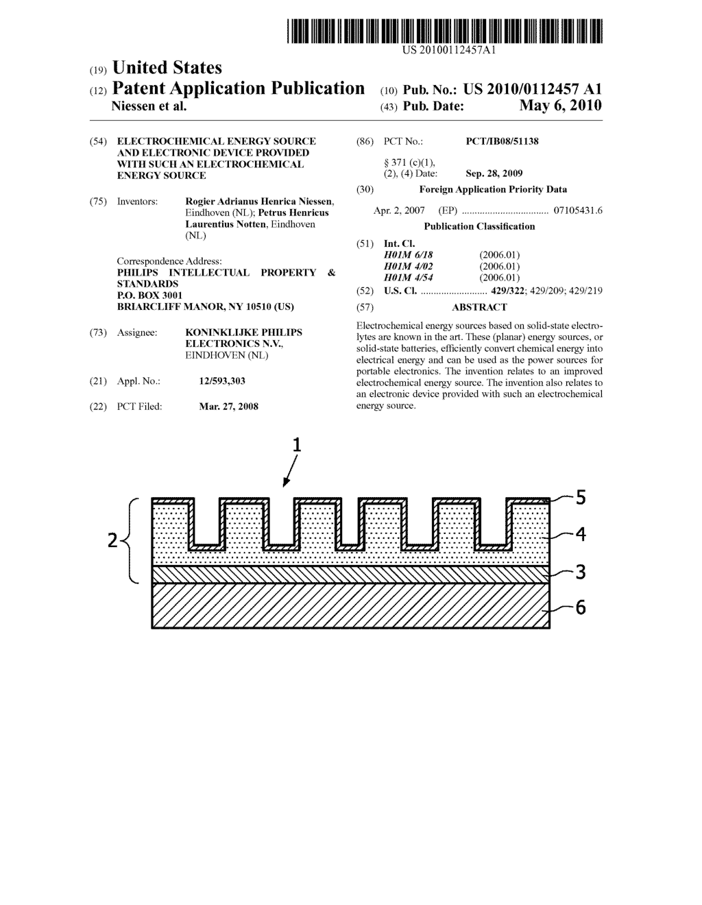 ELECTROCHEMICAL ENERGY SOURCE AND ELECTRONIC DEVICE PROVIDED WITH SUCH AN ELECTROCHEMICAL ENERGY SOURCE - diagram, schematic, and image 01