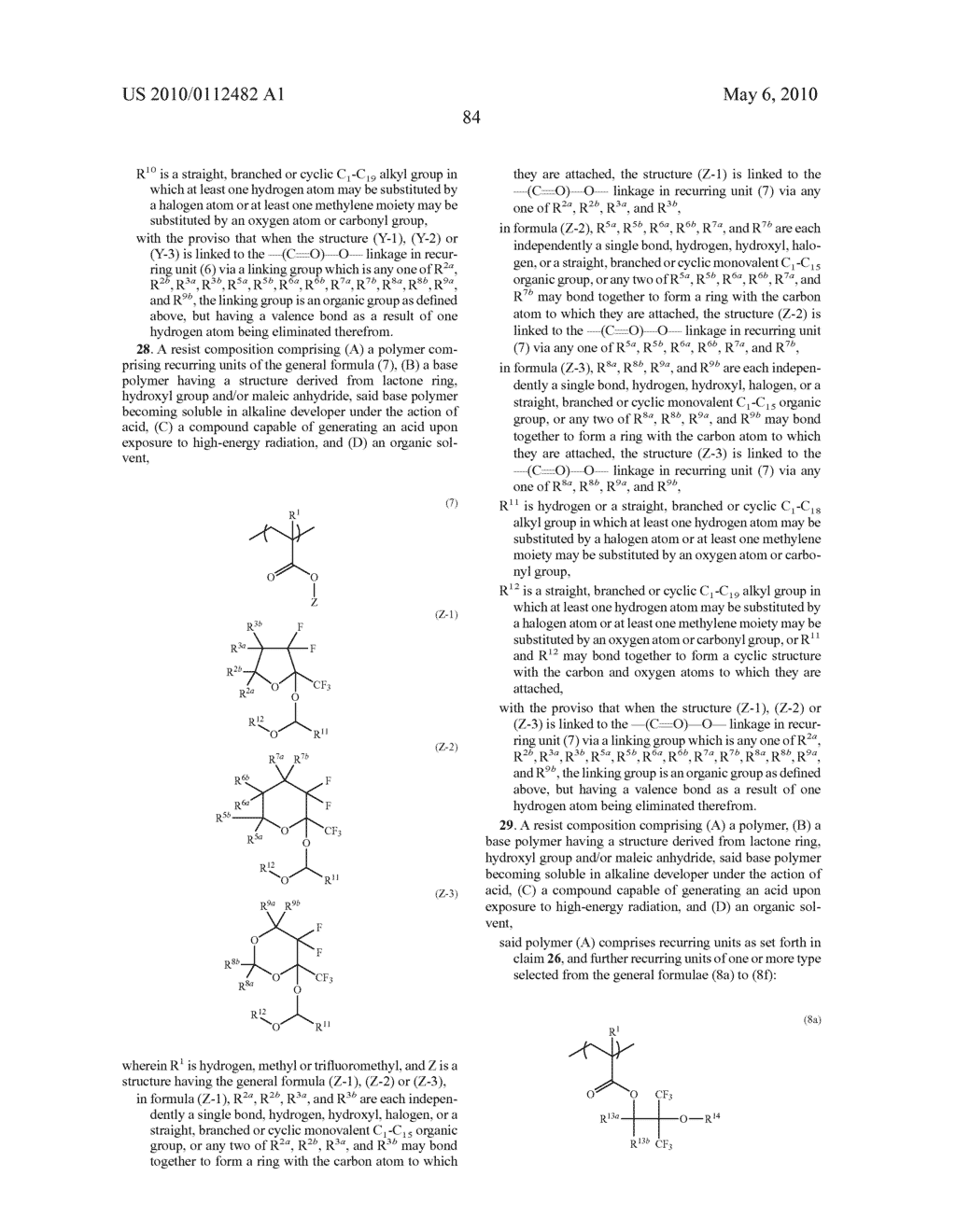 FLUORINATED MONOMER OF CYCLIC ACETAL STRUCTURE, POLYMER, RESIST PROTECTIVE COATING COMPOSITION, RESIST COMPOSITION, AND PATTERNING PROCESS - diagram, schematic, and image 85