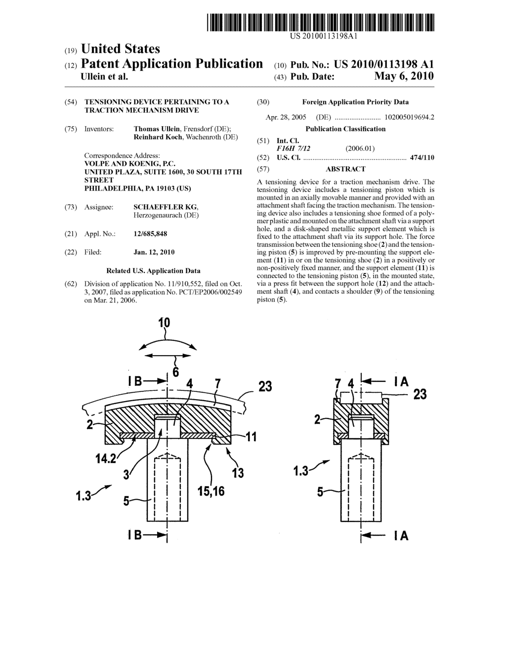 TENSIONING DEVICE PERTAINING TO A TRACTION MECHANISM DRIVE - diagram, schematic, and image 01