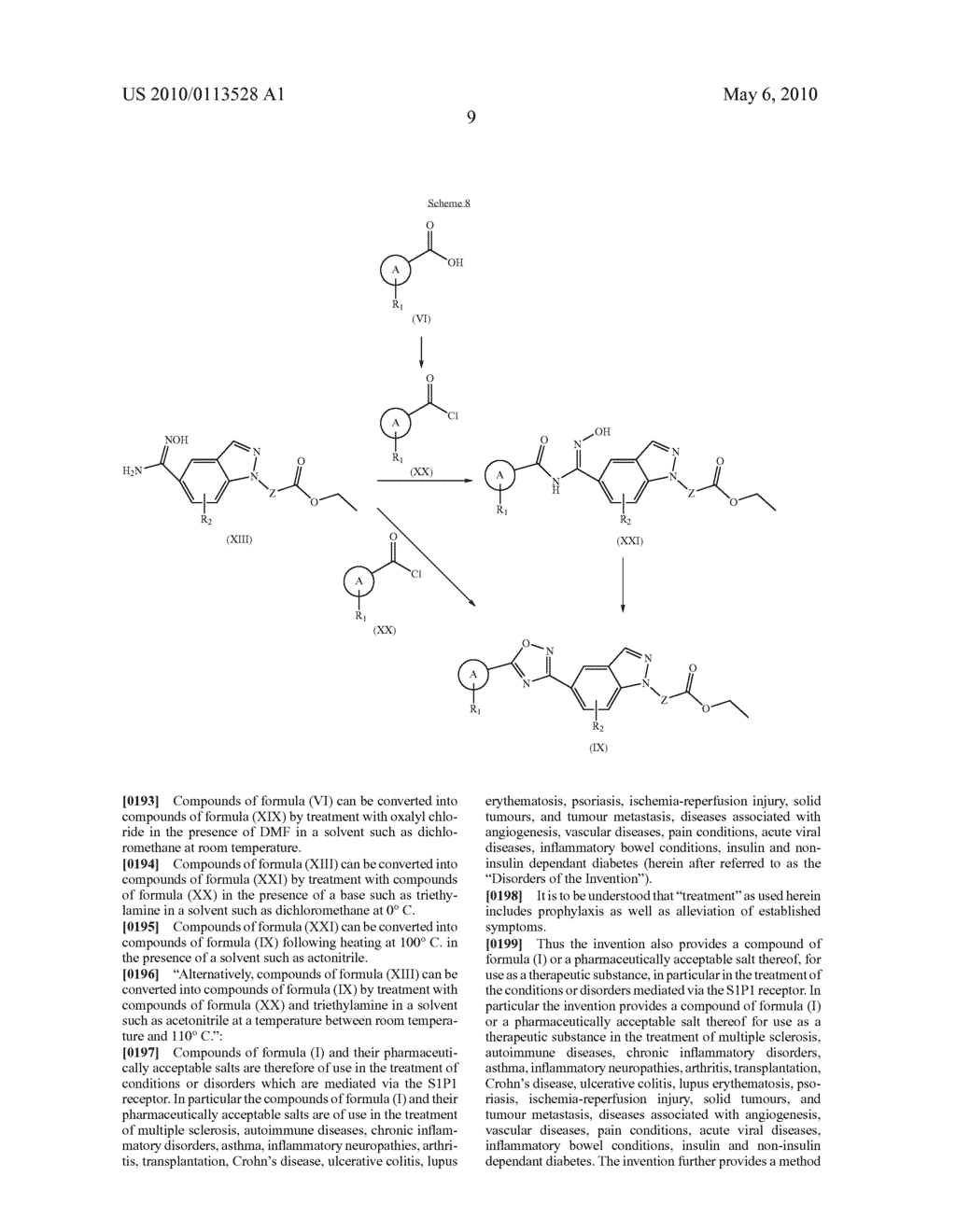 OXADIAZOLE SUBSTITUTED INDAZOLE DERIVATIVES FOR USE AS SPHINGOSINE 1-PHOSPHATE (S1P) AGONISTS - diagram, schematic, and image 10