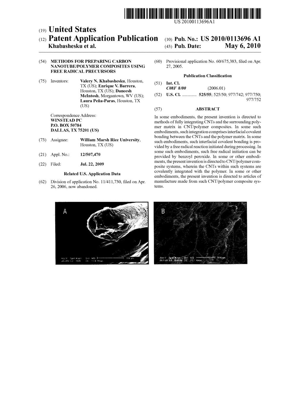 METHODS FOR PREPARING CARBON NANOTUBE/POLYMER COMPOSITES USING FREE RADICAL PRECURSORS - diagram, schematic, and image 01