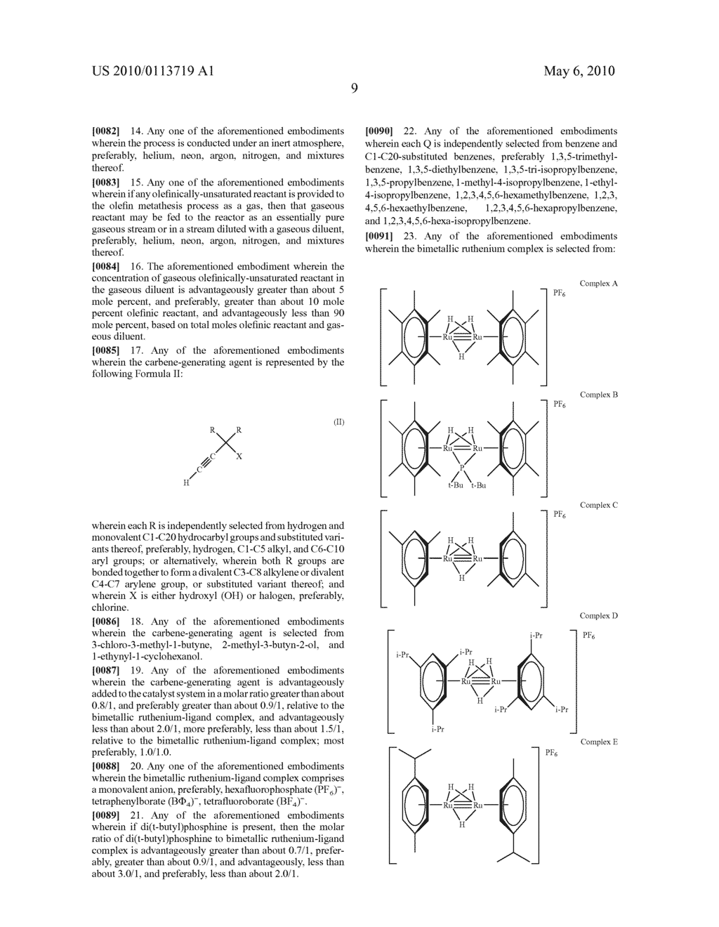 OLEFIN METATHESIS PROCESS EMPLOYING BIMETALLIC RUTHENIUM COMPLEX WITH BRIDGING HYDRIDO LIGANDS - diagram, schematic, and image 10