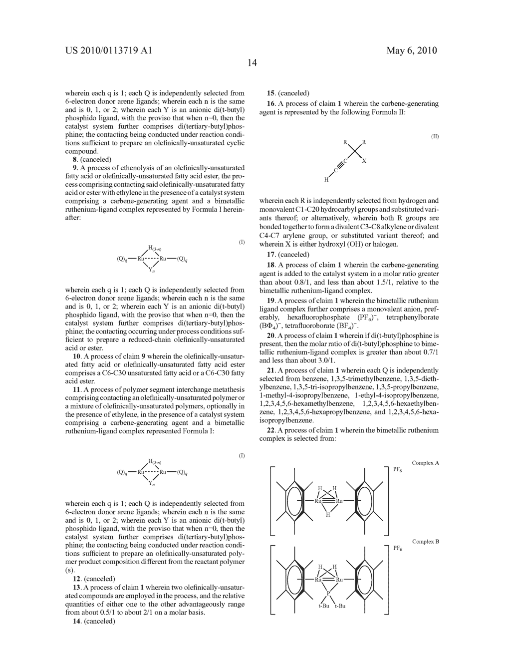 OLEFIN METATHESIS PROCESS EMPLOYING BIMETALLIC RUTHENIUM COMPLEX WITH BRIDGING HYDRIDO LIGANDS - diagram, schematic, and image 15