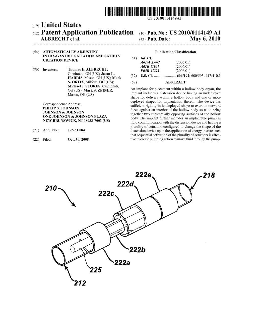 AUTOMATICALLY ADJUSTING INTRA-GASTRIC SATIATION AND SATIETY CREATION DEVICE - diagram, schematic, and image 01