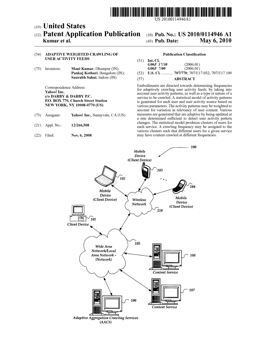 ADAPTIVE WEIGHTED CRAWLING OF USER ACTIVITY FEEDS - diagram, schematic, and image 01