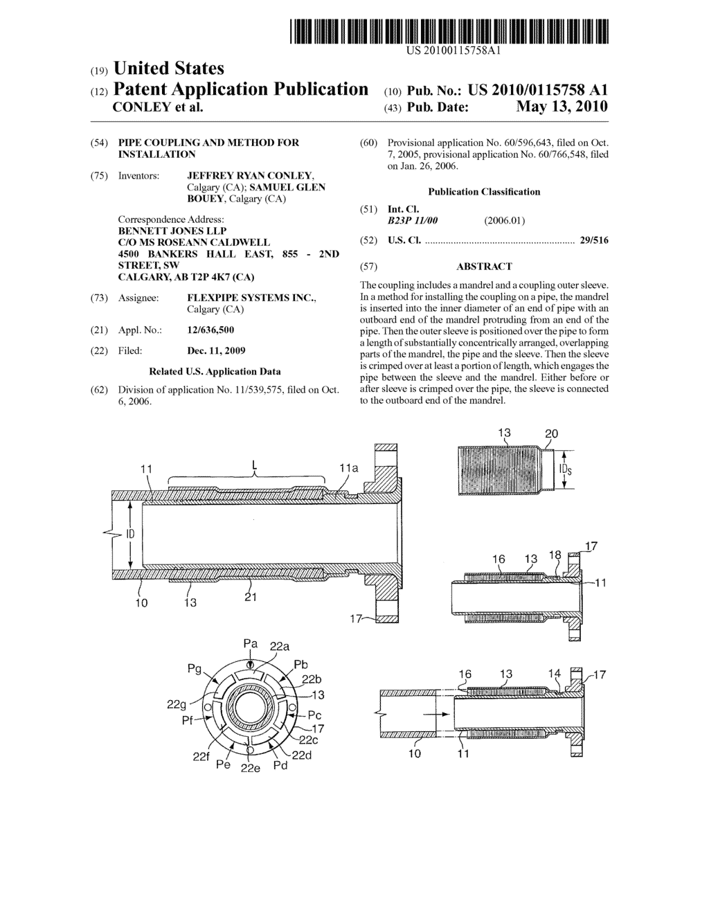 PIPE COUPLING AND METHOD FOR INSTALLATION - diagram, schematic, and image 01