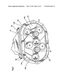 Roots type gear compressor with helical lobes having communication with discharge port diagram and image