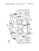 Roots type gear compressor with helical lobes having communication with discharge port diagram and image