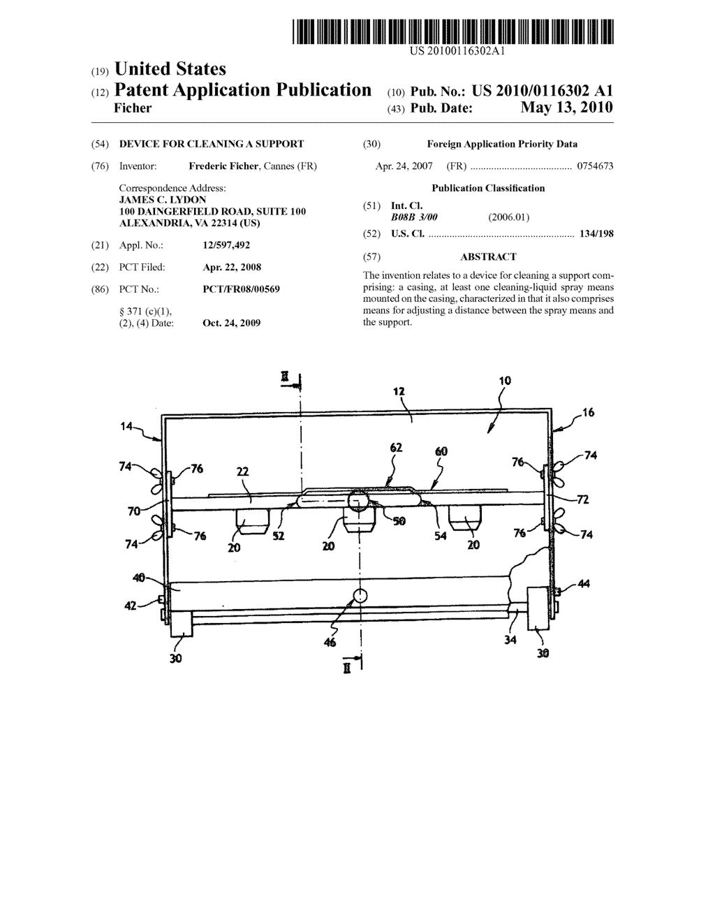 DEVICE FOR CLEANING A SUPPORT - diagram, schematic, and image 01