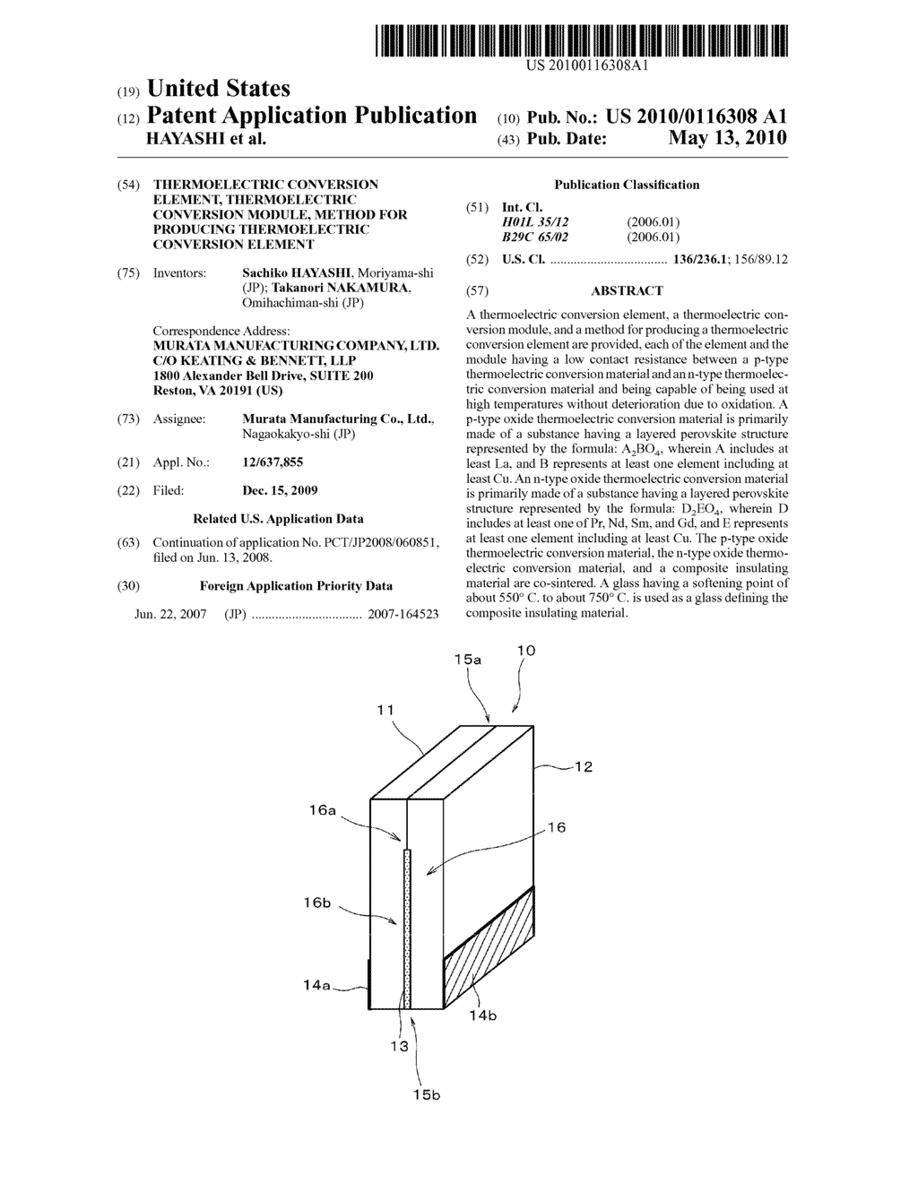 THERMOELECTRIC CONVERSION ELEMENT, THERMOELECTRIC CONVERSION MODULE, METHOD FOR PRODUCING THERMOELECTRIC CONVERSION ELEMENT - diagram, schematic, and image 01