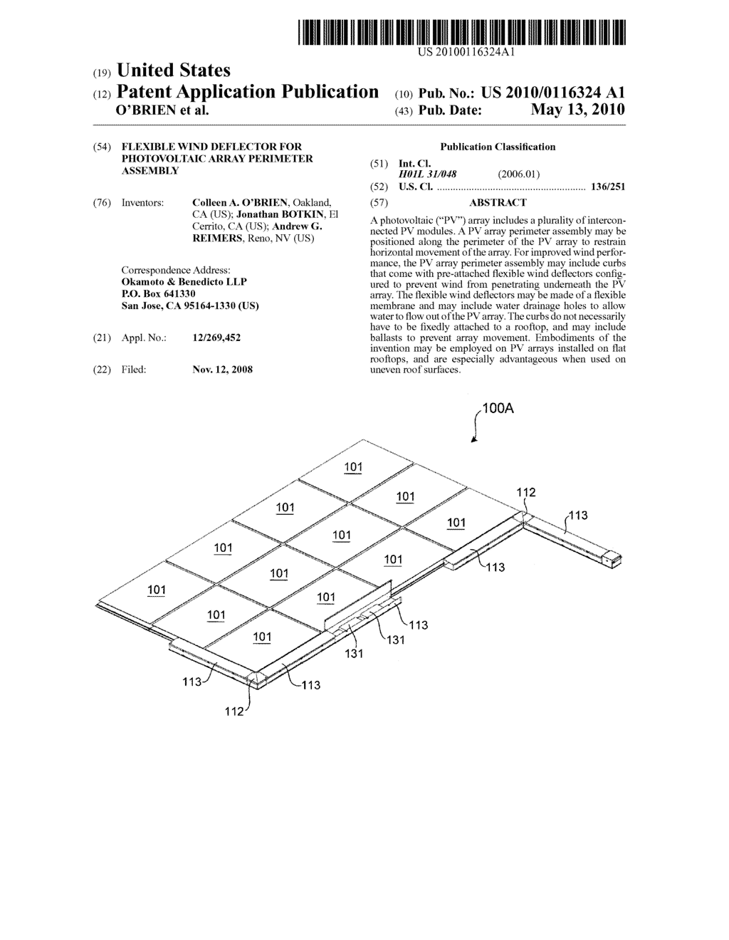 Flexible Wind Deflector For Photovoltaic Array Perimeter Assembly - diagram, schematic, and image 01