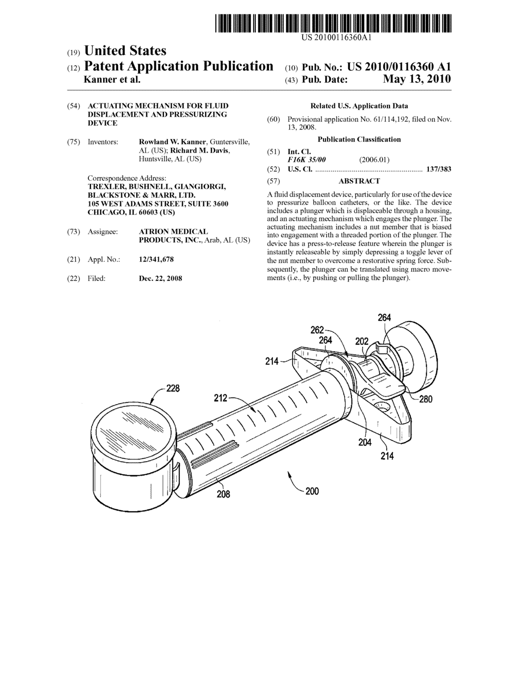 ACTUATING MECHANISM FOR FLUID DISPLACEMENT AND PRESSURIZING DEVICE - diagram, schematic, and image 01