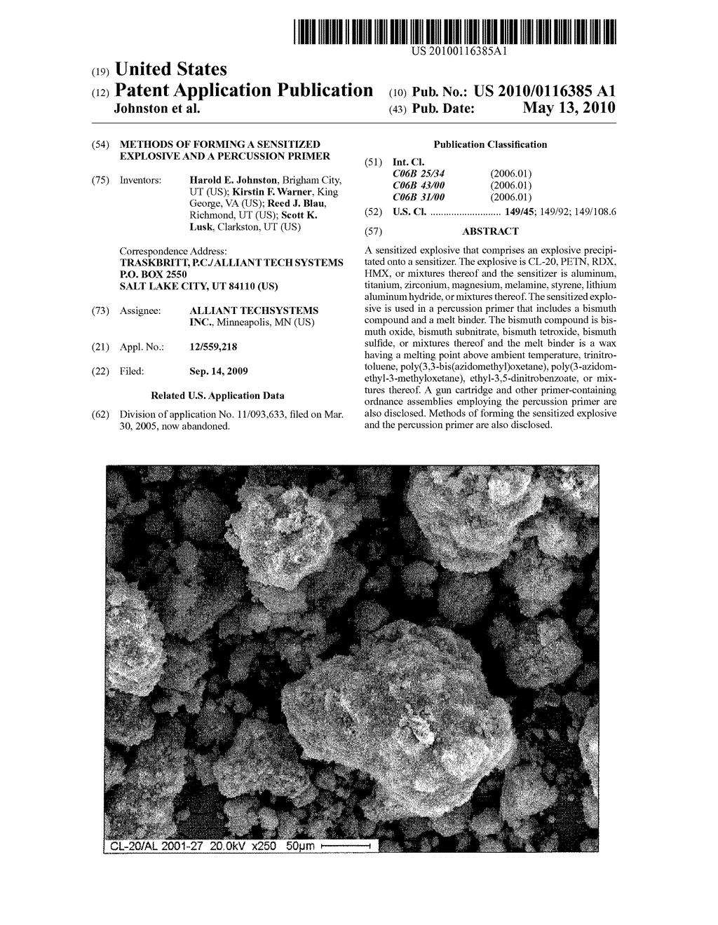 Methods of forming a sensitized explosive and a percussion primer - diagram, schematic, and image 01