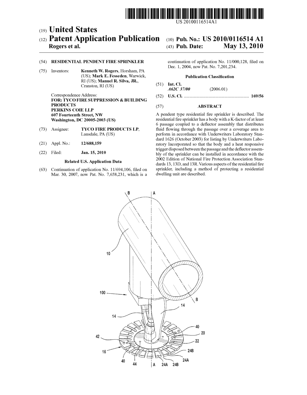 RESIDENTIAL PENDENT FIRE SPRINKLER - diagram, schematic, and image 01