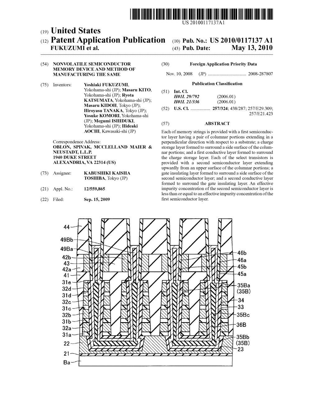 NONVOLATILE SEMICONDUCTOR MEMORY DEVICE AND METHOD OF MANUFACTURING THE SAME - diagram, schematic, and image 01