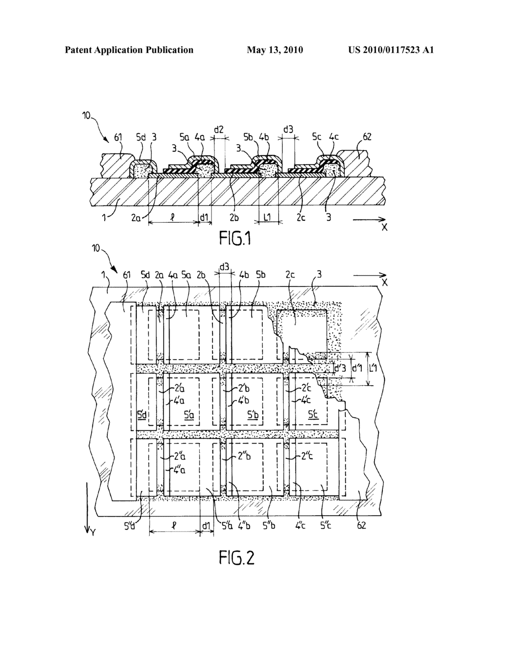SUBSTRATE BEARING A DISCONTINUOUS ELECTRODE, ORGANIC ELECTROLUMINESCENT DEVICE INCLUDING SAME AND MANUFACTURE THEREOF - diagram, schematic, and image 02
