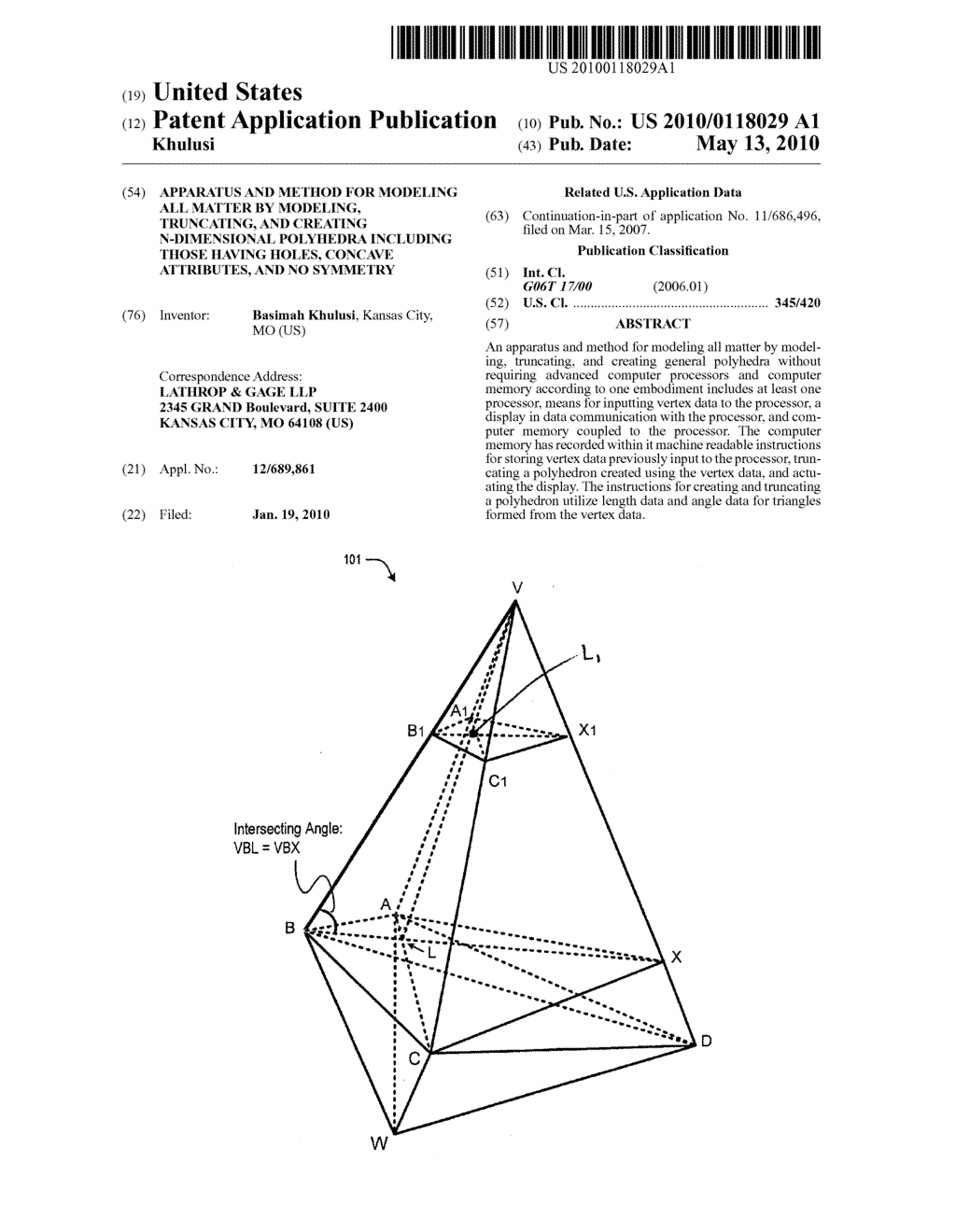 Apparatus And Method For Modeling All Matter By Modeling, Truncating, And Creating N-Dimensional Polyhedra Including Those Having Holes, Concave Attributes, And No Symmetry - diagram, schematic, and image 01