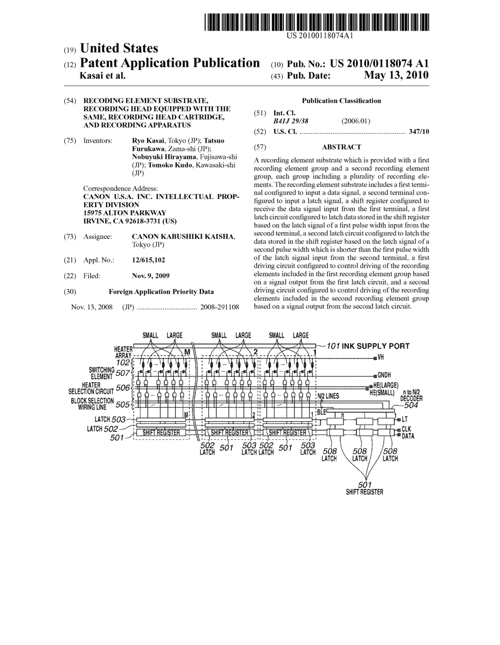 RECODING ELEMENT SUBSTRATE, RECORDING HEAD EQUIPPED WITH THE SAME, RECORDING HEAD CARTRIDGE, AND RECORDING APPARATUS - diagram, schematic, and image 01