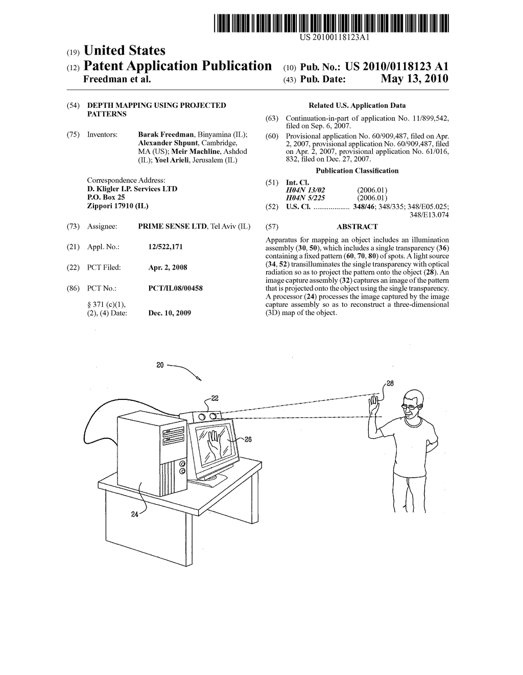 DEPTH MAPPING USING PROJECTED PATTERNS - diagram, schematic, and image 01