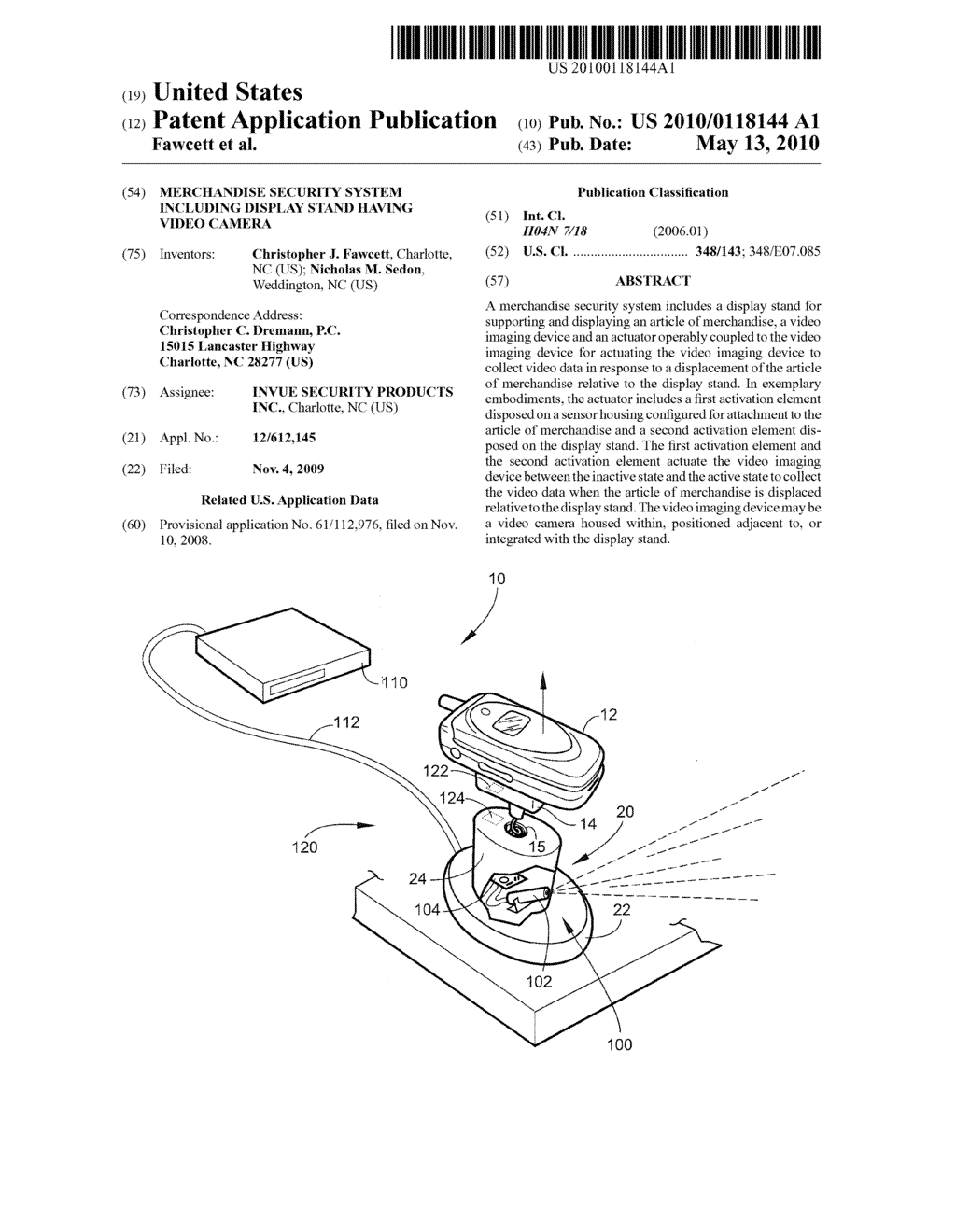 MERCHANDISE SECURITY SYSTEM INCLUDING DISPLAY STAND HAVING VIDEO CAMERA - diagram, schematic, and image 01