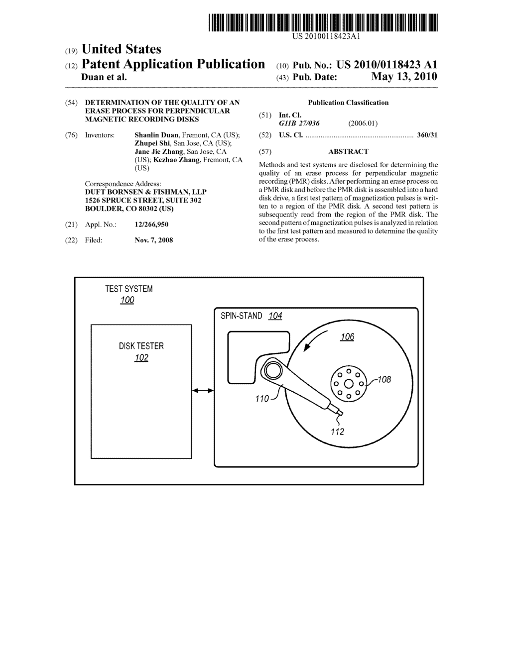 DETERMINATION OF THE QUALITY OF AN ERASE PROCESS FOR PERPENDICULAR MAGNETIC RECORDING DISKS - diagram, schematic, and image 01