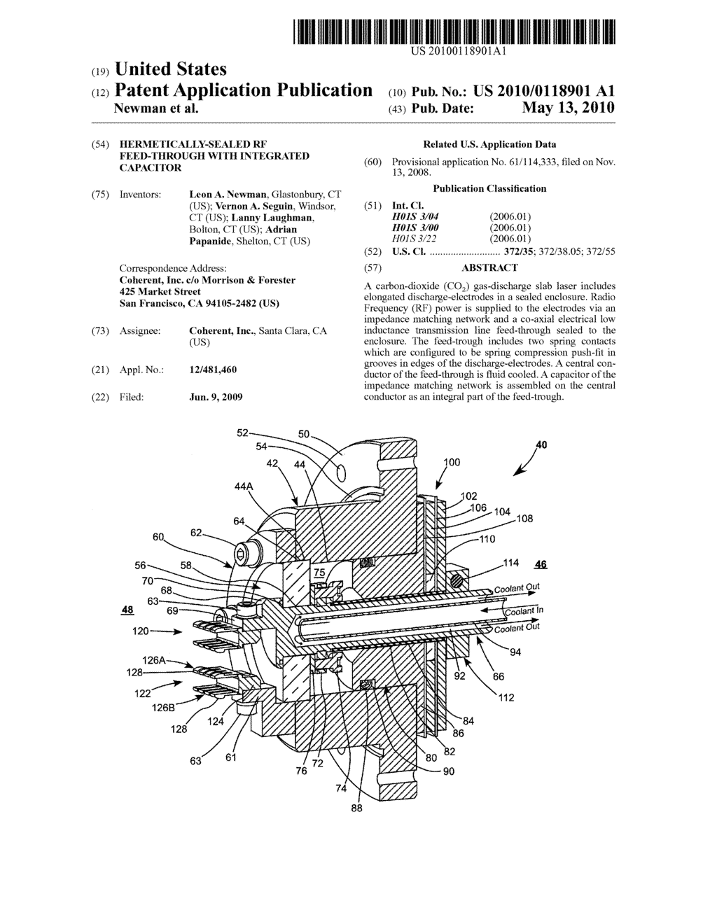 HERMETICALLY-SEALED RF FEED-THROUGH WITH INTEGRATED CAPACITOR - diagram, schematic, and image 01