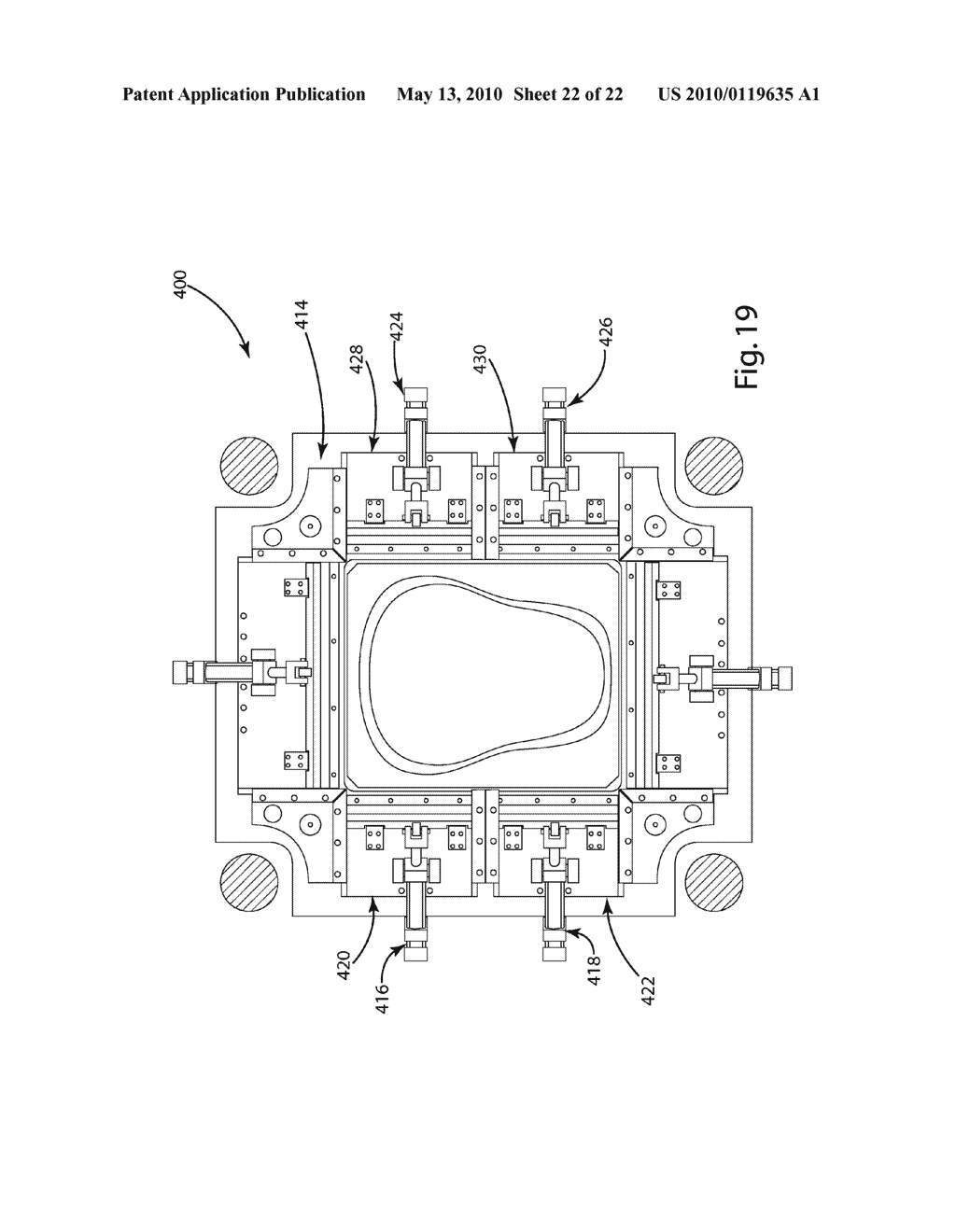 APPARATUS AND METHOD FOR MOLDING ONTO A STRETCHED BLANK - diagram, schematic, and image 23